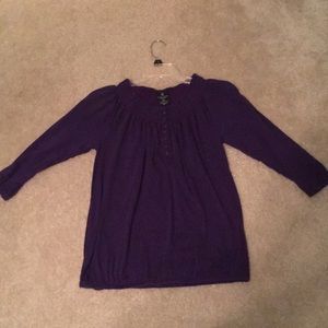 Purple Mid-Length Sleeve shirt with plaid scarf